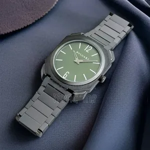 Bvlgari Octagonal Watch — Green Dial, Stainless Steel Bracelet