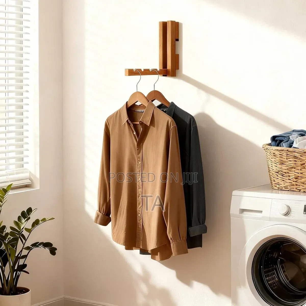 Wood Wall Mounted Clothes Drying Rack, Foldable Clothes Wall