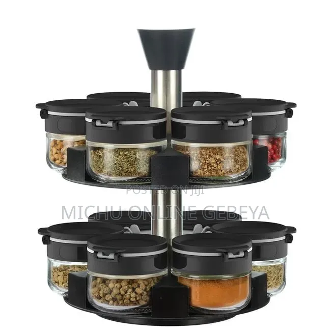 Classic Rotating 12 Piece Spice Jars Set/ Free Delivery