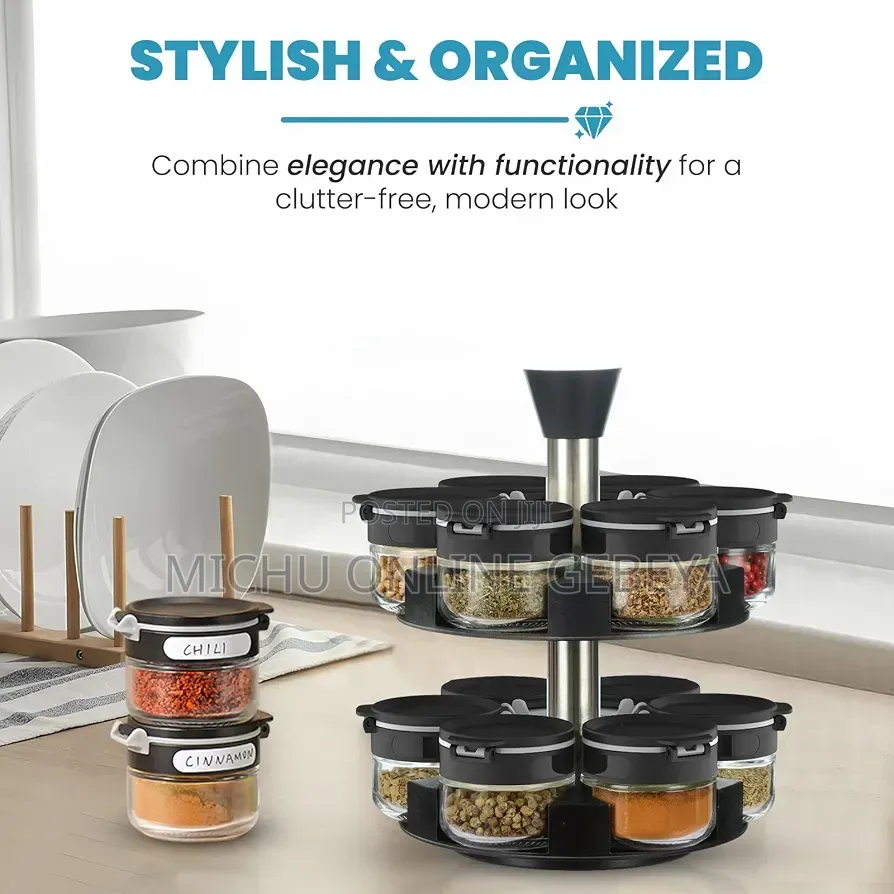 ባለ 12 Jar Rotating የቅመማቅመም ማስቀመጫ/Free Delivery