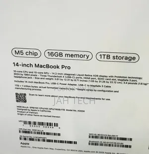 New Laptop Apple MacBook Pro 2026 M5 Pro 16GB Apple M5 Pro SSD 1T