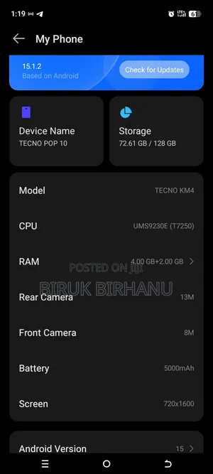 New Tecno Pop 10 128 GB Gray