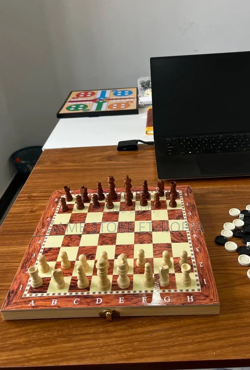 3in1 Wooden [Chess+Checkers +Backgammon ] [ ቼዝ +ዳማ+ባክጋመን ]30cm X 30cm