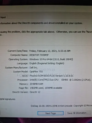 Desktop Computer Dell 2GB Intel Core 2 Duo HDD 256GB