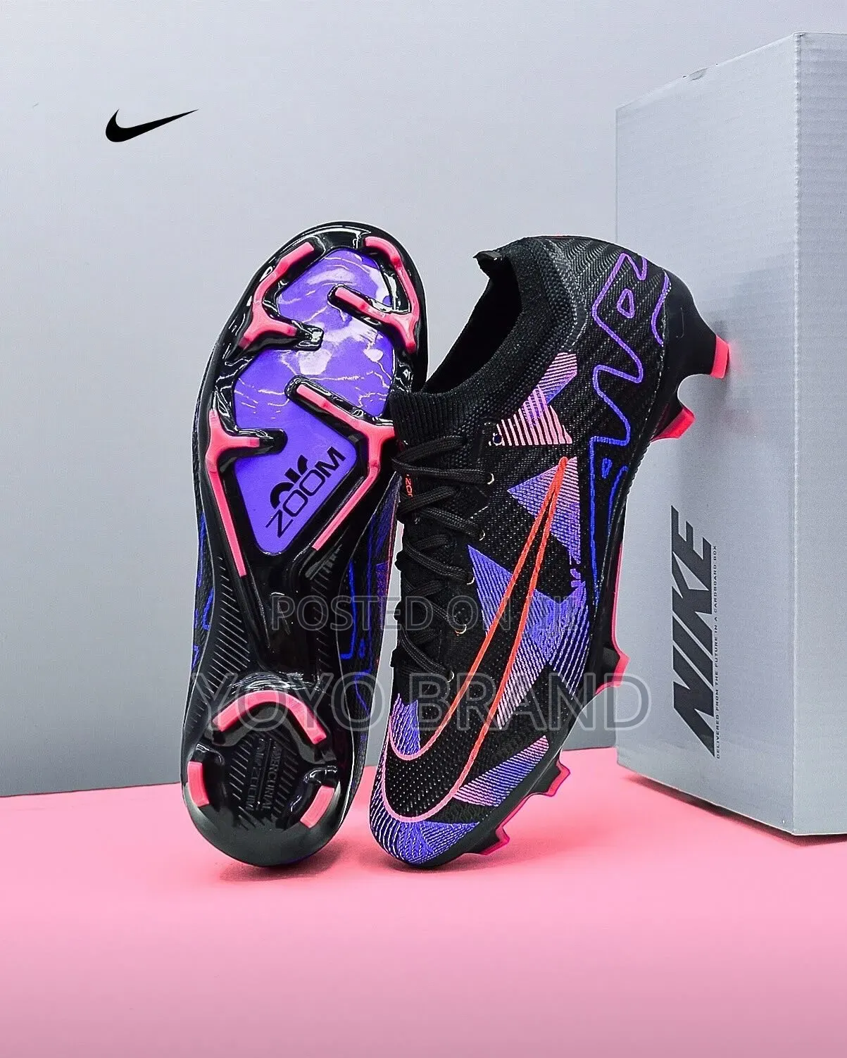 Nike Zoom Mercurial Vapor 15 Elite Soccer Cleats Black, Purple, Pink