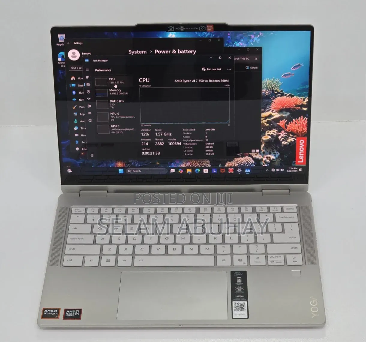 New Laptop Lenovo Yoga 7 15ITL5 16GB AMD Ryzen 7 SSD 1T
