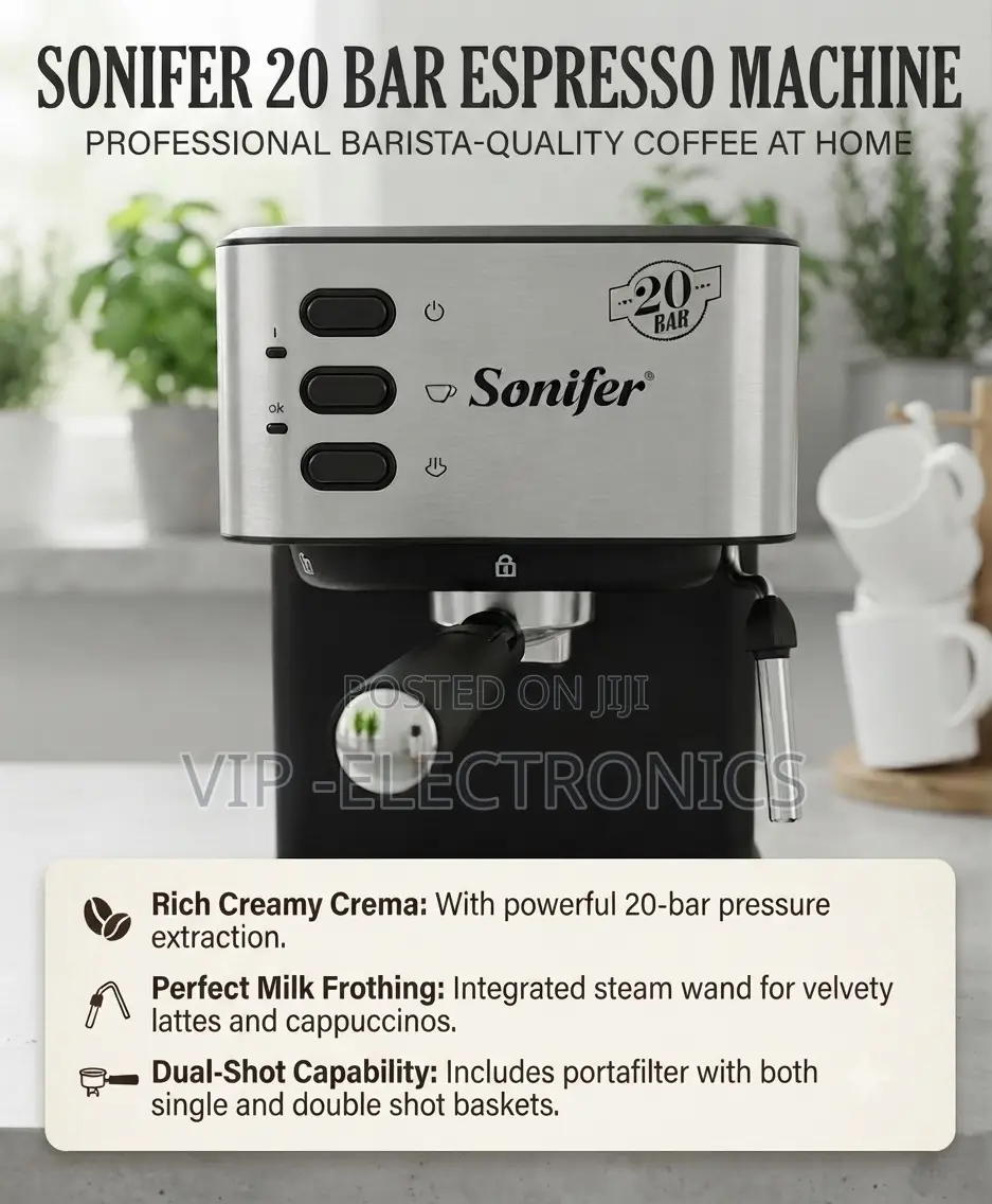 Sonifer Espresso Machine 20-Bar– Professional Barista Coffee Maker