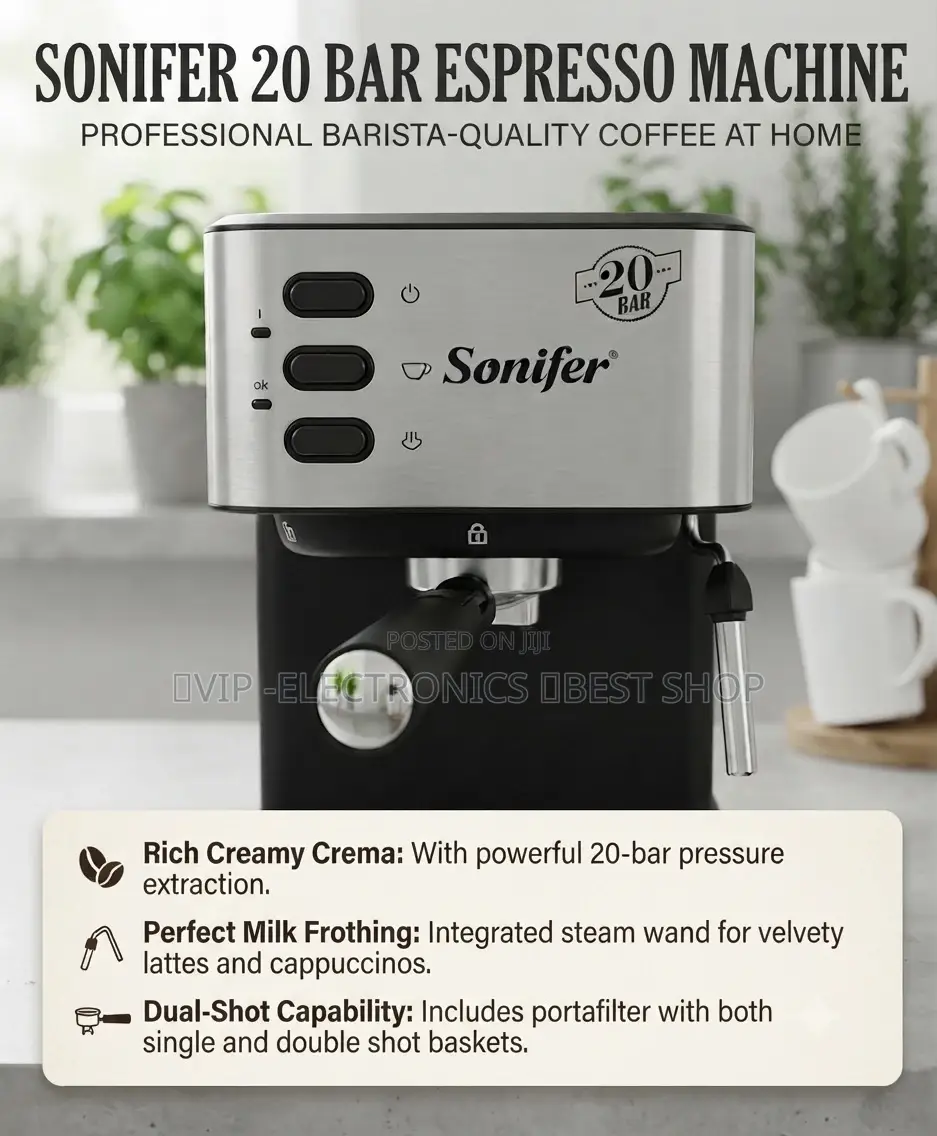 Sonifer Espresso Machine 20-Bar– Professional Barista Coffee Maker