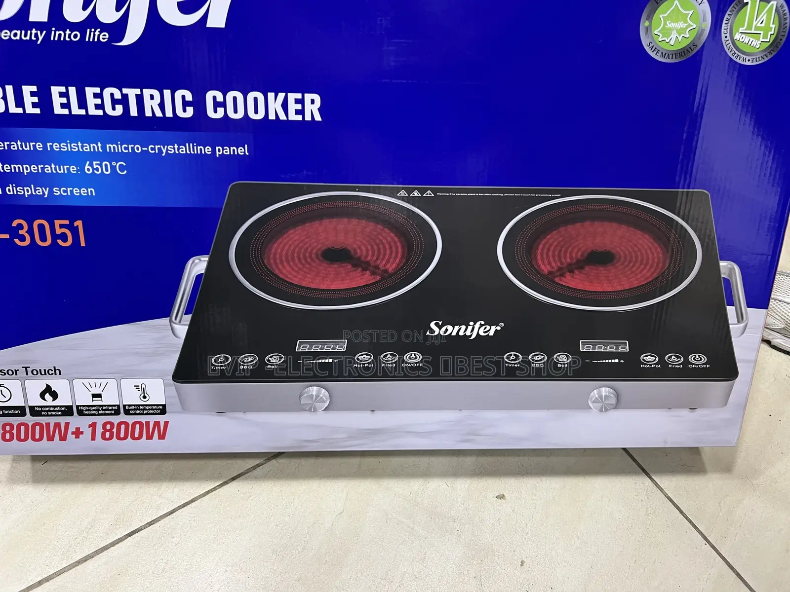 Sonifer Stove Double Electric Cooker 1800w