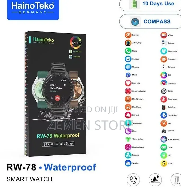 Haino Teko Rw-78 Waterproof Smart Watch With 3 Premium Straps