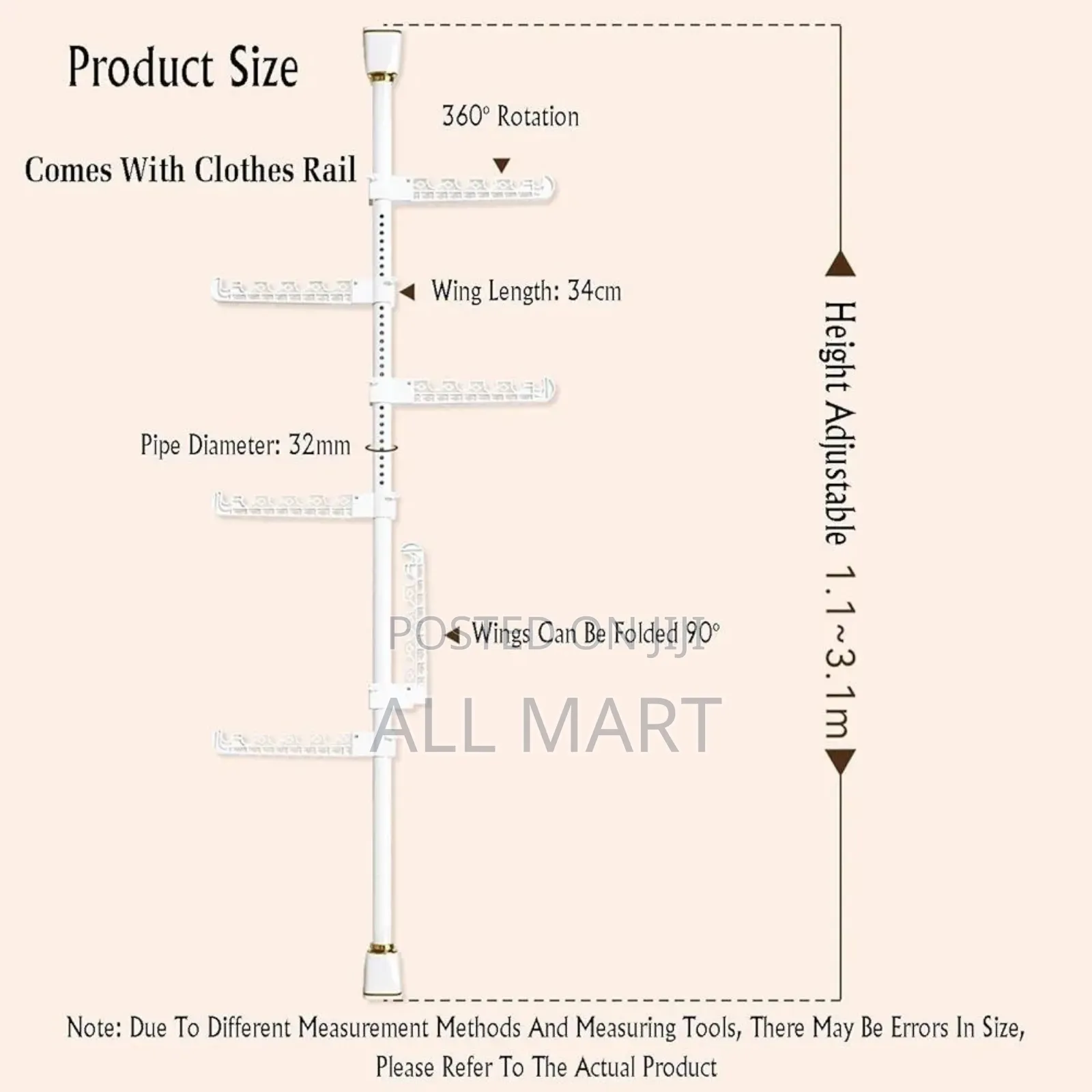 Ktelescopic Floorto Ceiling Free
Standing Cloth Drying Pole