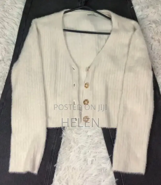 Elegant Cream Fuzzy Cropped Cardigan | Soft Knit Button-Up Sweater