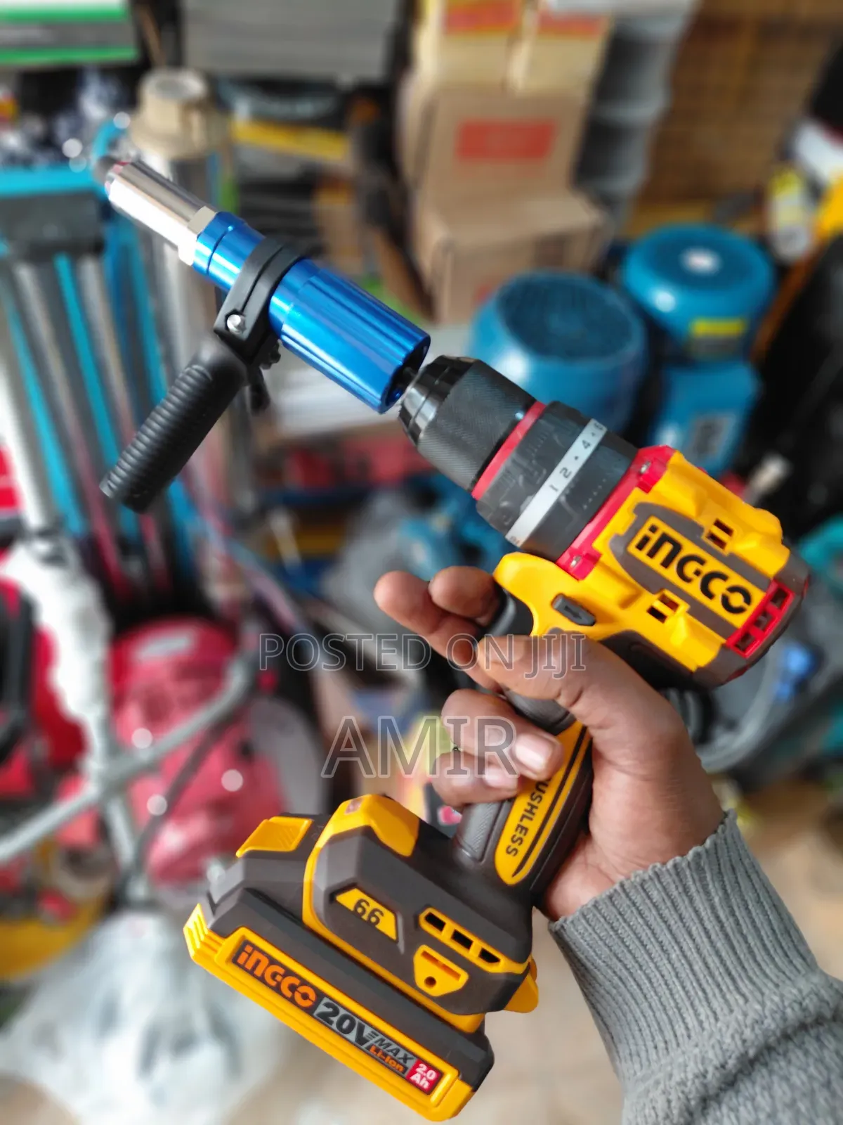Ingco Brushless Chargable Drill 20v, 66nm With Rivet
