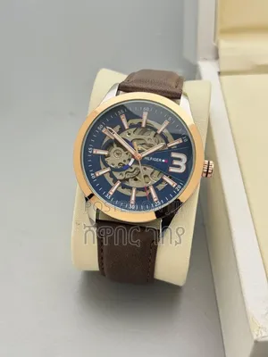 Skeleton Watch Navy Dial Rose Gold Case Original for Men
