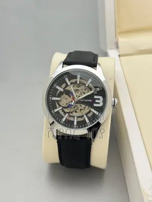Tommy Hilfiger Watch Black Dial Silver Case Black Strap for Men