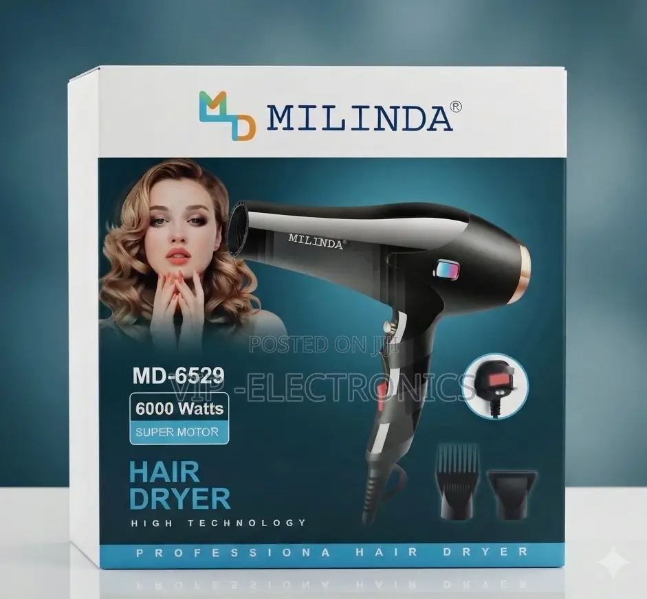 Milinda Professional Hair Dryer – 6000w High-Power Salon Hair Dryer