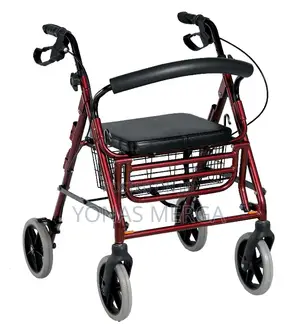 Walker韭燄medical Four Wheel Rollator Features a Convenient Padded Seat