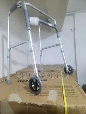 Walker Two Button Folding Walker With 5-Inch Wheels by Medline Foldin