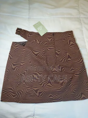 Brown Wavy Pattern Cutout Miniskirt