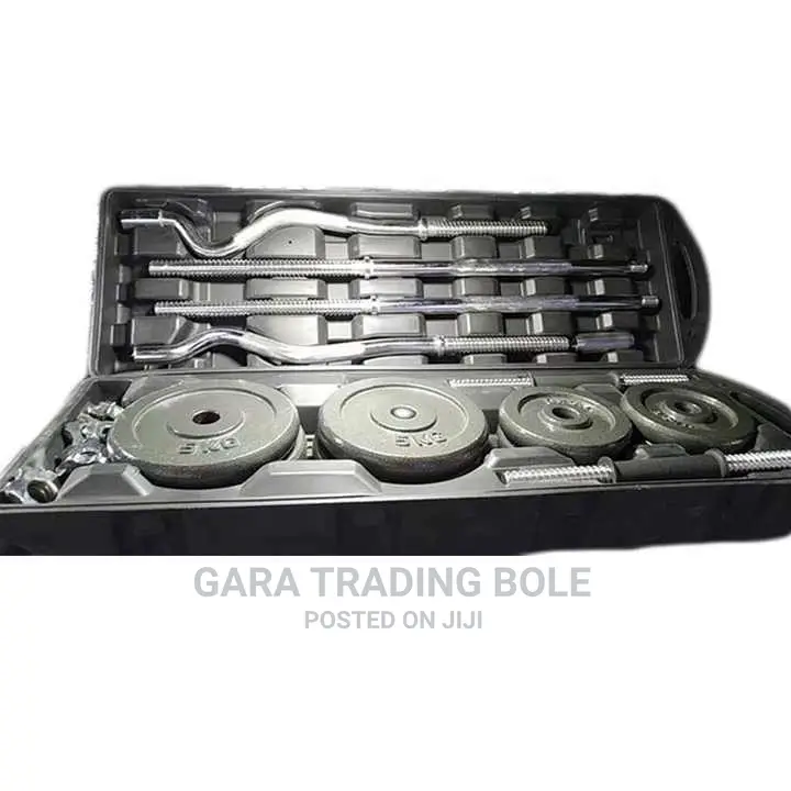 Dumbbell and Barbell 55kg Colour Black Silver በነፃ እናደርሳለን