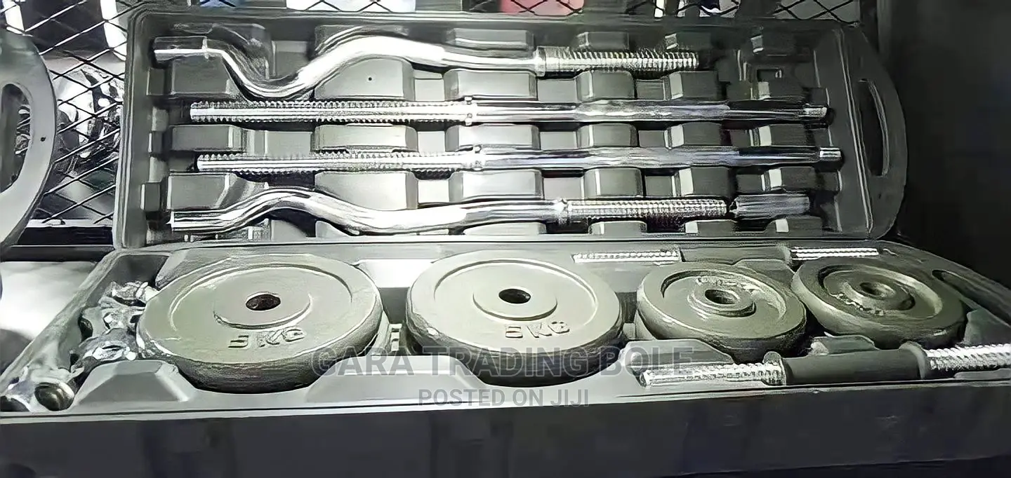 Dumbbell and Barbell 55kg Colour Black Silver በነፃ እናደርሳለን