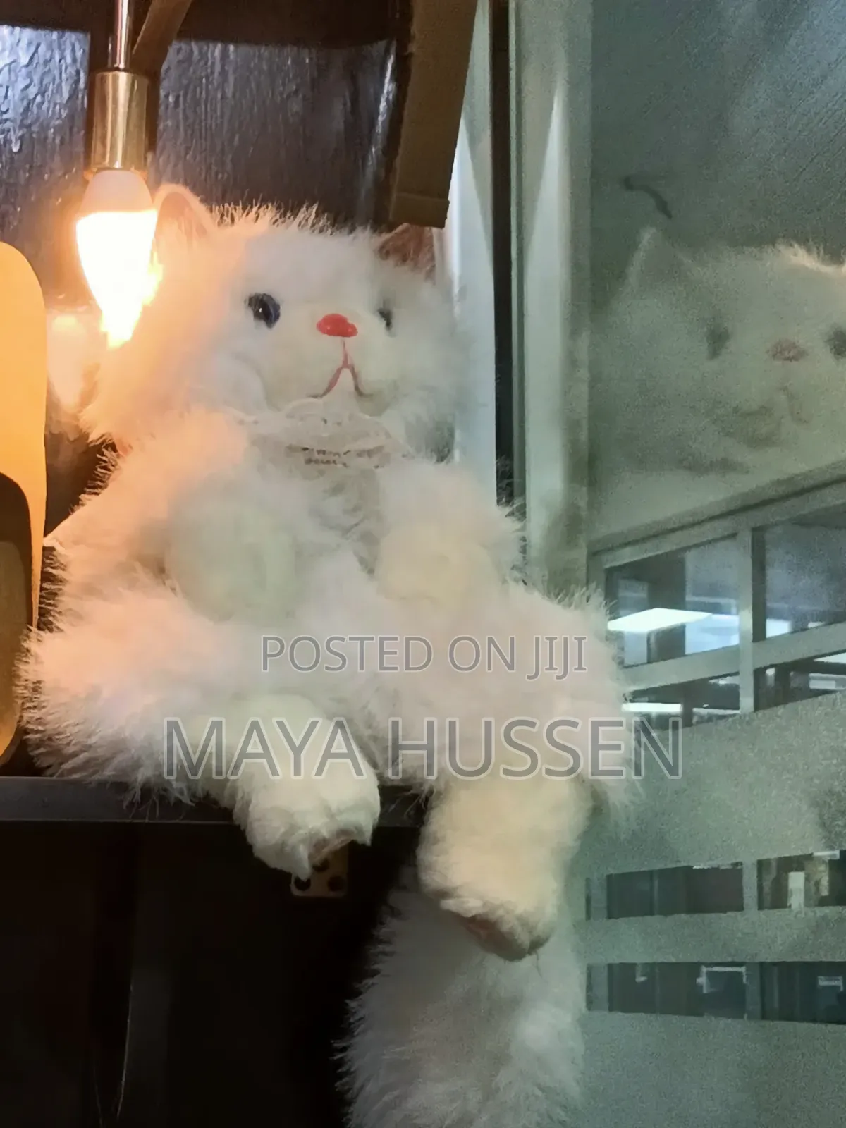 Cute Fluffy White Cat Plush Toy - Soft Stuffed Animal