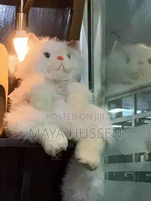 Cute Fluffy White Cat Plush Toy - Soft Stuffed Animal