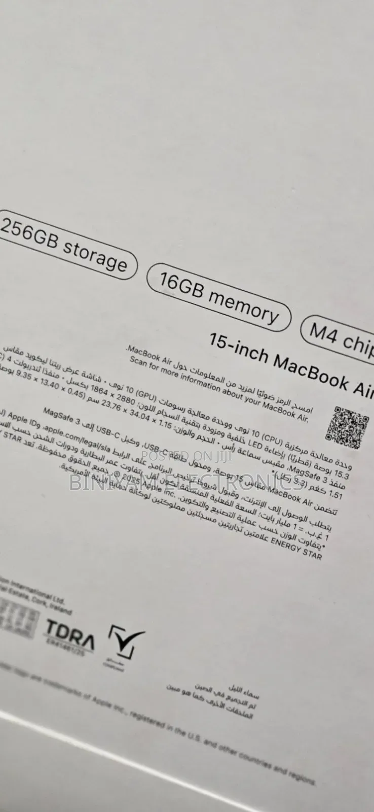 New Laptop Apple MacBook Air 2025 M4 16GB Apple M4 SSD 256GB