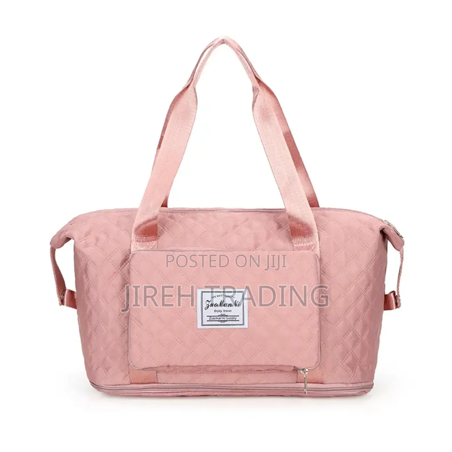 Pink Quilted Travel Bag – Fashion Practica ሮዝ ሐመልማል (የተሰፋ) የጉዞ ቦርሳ