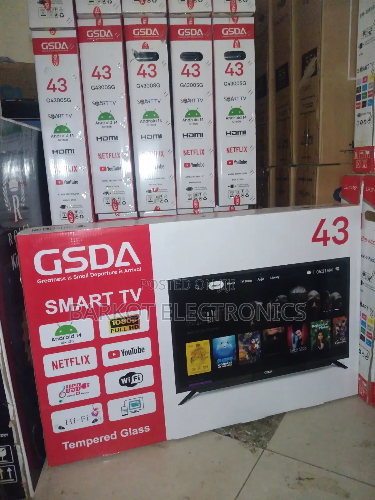Gsda Smart Led Tv 43 Inch Andraid Doubel Gelass 2026 Quality Hifi