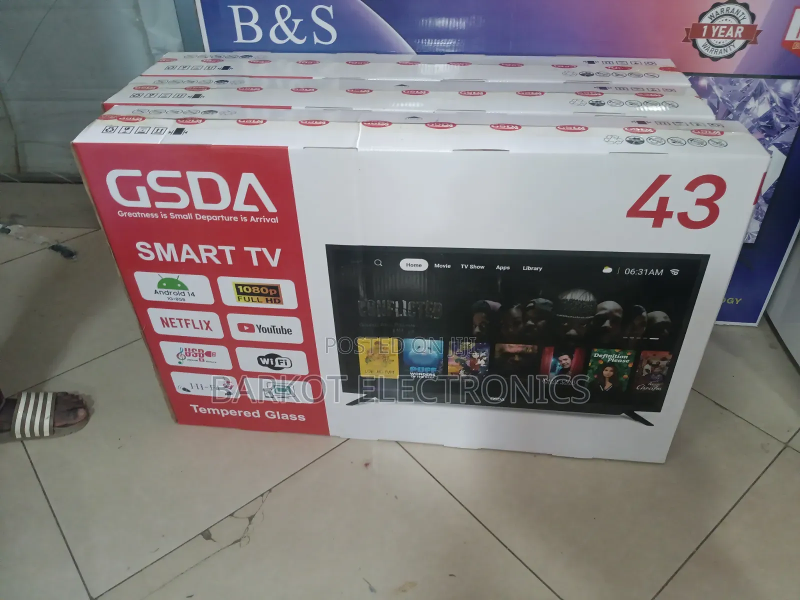 Gsda Smart Led Tv 43 Inch Andraid Doubel Gelass 2026 Quality Hifi