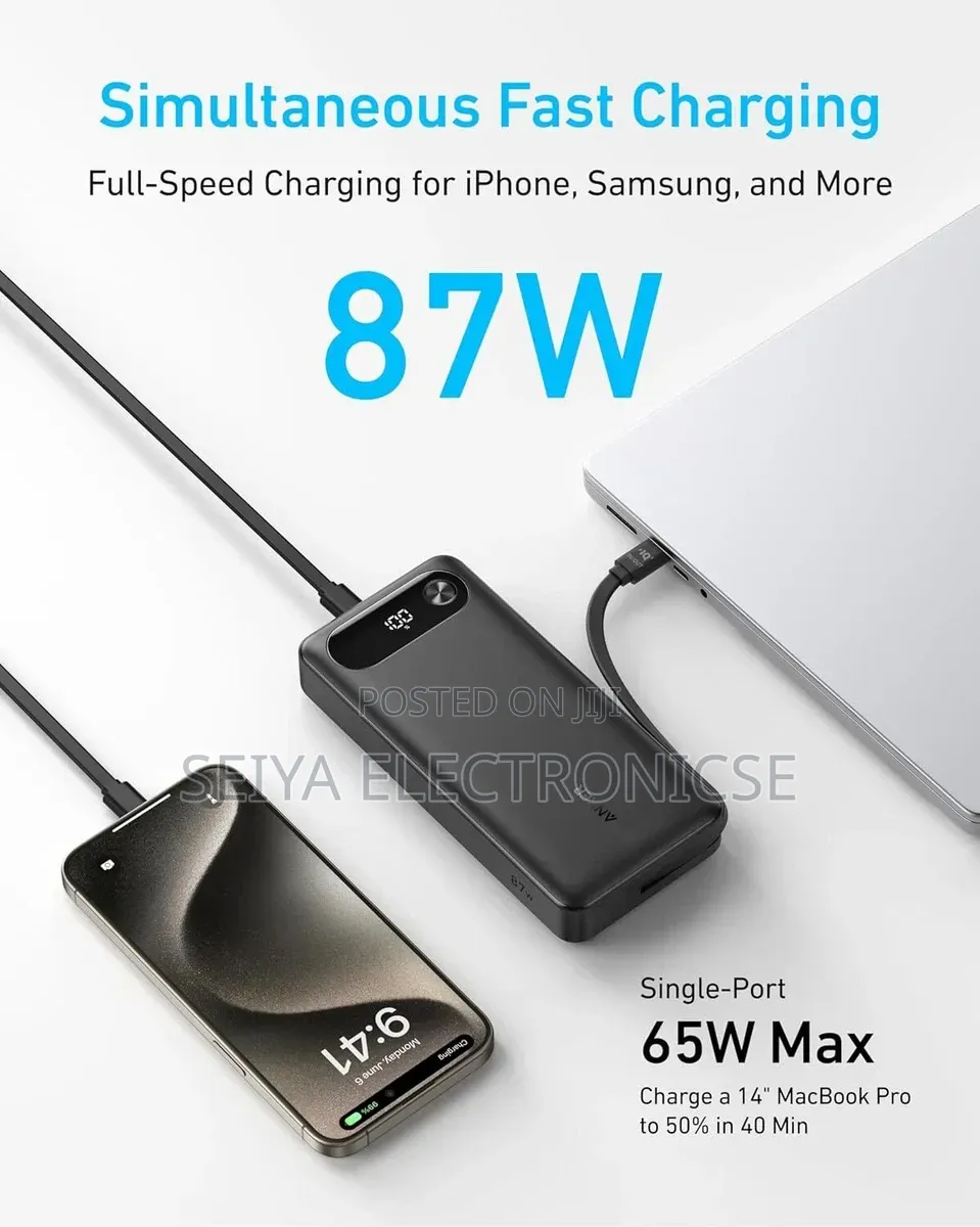Anker Power Bank 20,000mah Laptop Charging 65w Max