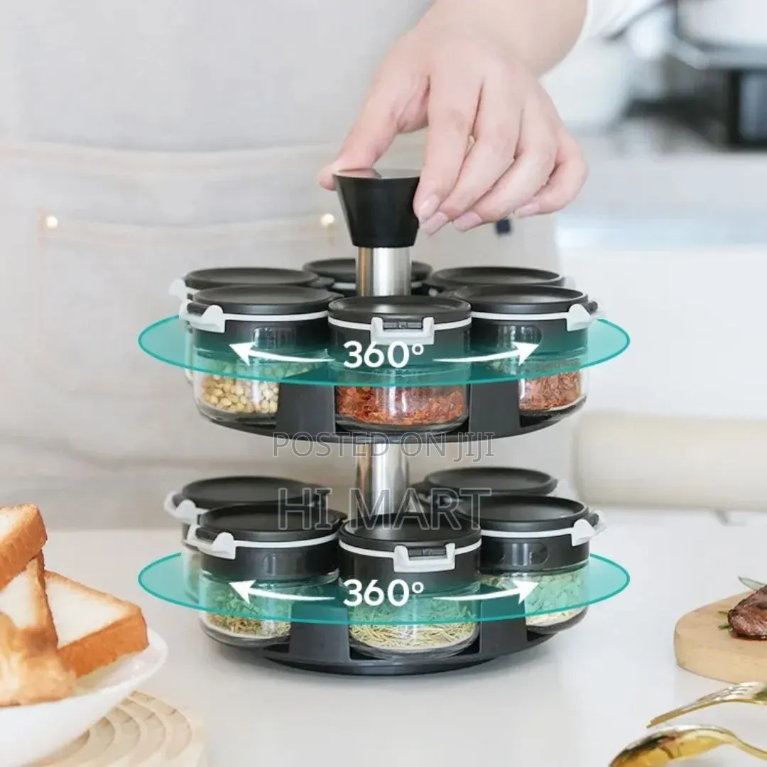12pcs Kitchen Rotating Spice Jar Set