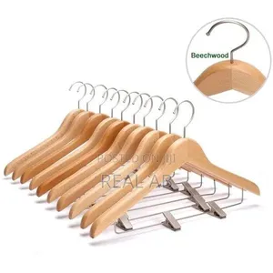 Premium Beechwood Clothes Hangers With Clips