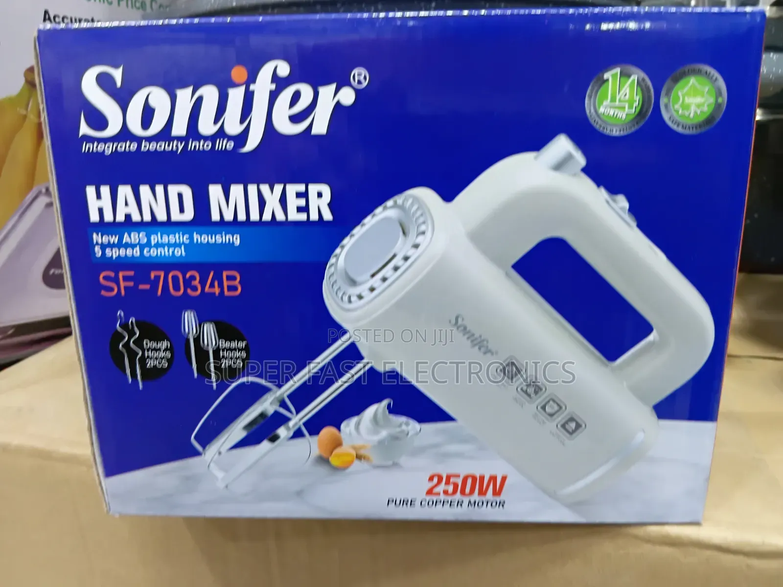Sonifer Hand Mixer – 250w 5-Speed Electric Mixer With Dough Hooks
