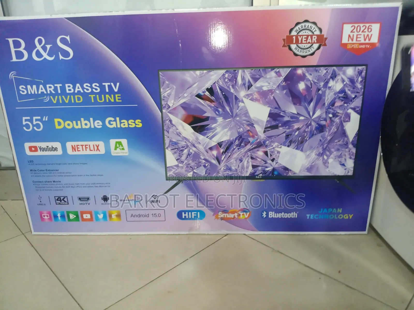 B S Smart Tv 55 Inch Andraid Doubel Gelass Secrine 2026 Wuality
