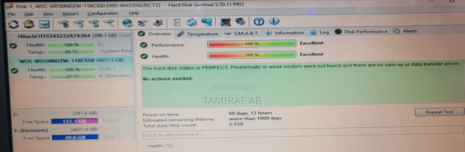 5tb Wd Elements Portable External Hard Drive- 100% Health Performance