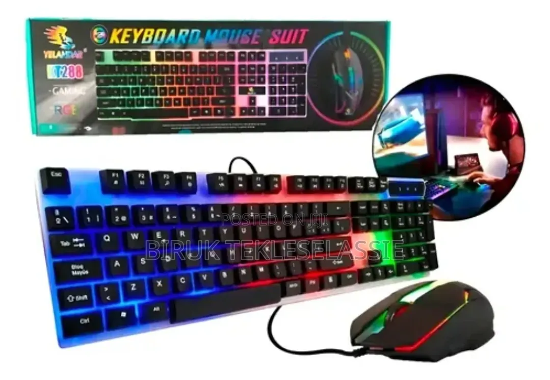 Yelandar Jx-Kt288 Gaming Keyboard Set With RGB Lighting Mouse