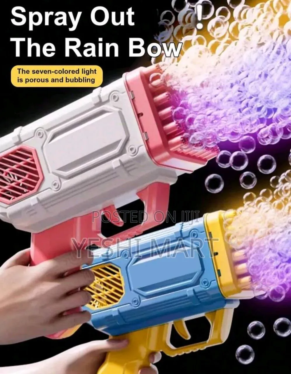 Gatling Style Bubble Blower Toy, Handheld Multi-Hole One-Button Bubbl
