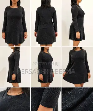 Spandex Lurex Mini Dress - Black