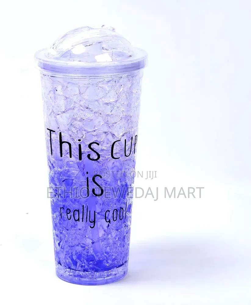 Plastic Cups With Straw, Lids,Double Layer Plastic Travel Mug