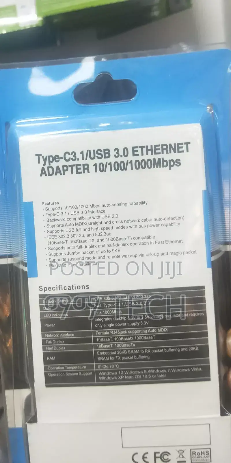 Type C 3.1/Usb 3.0 Ethernet Adaptermbs