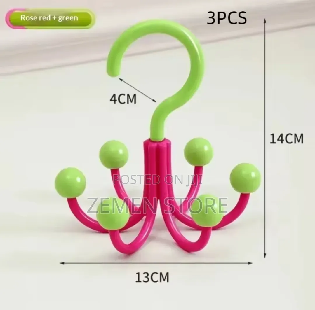 3-Piece Multifunctional Rotatable 6-Claw Hook Set – Closet Organizer