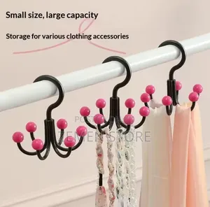 3-Piece Multifunctional Rotatable 6-Claw Hook Set – Closet Organizer