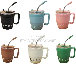 Water Cups Coffee Cup With Handle and Straw Lid 480ml