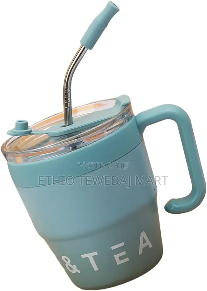 Water Cups Coffee Cup With Handle and Straw Lid 480ml