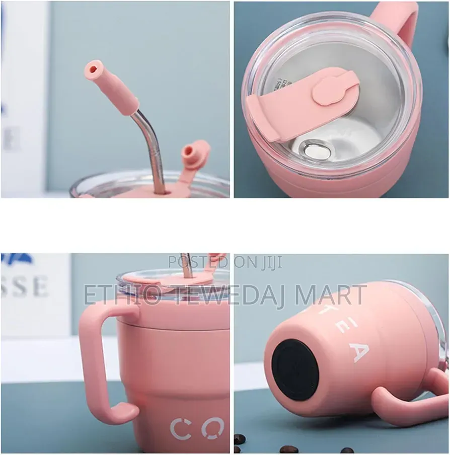 Water Cups Coffee Cup With Handle and Straw Lid 480ml