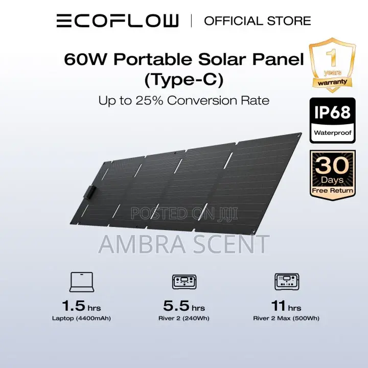 Ecoflow 60w Portable Solar Panel (Foldable Waterproof)