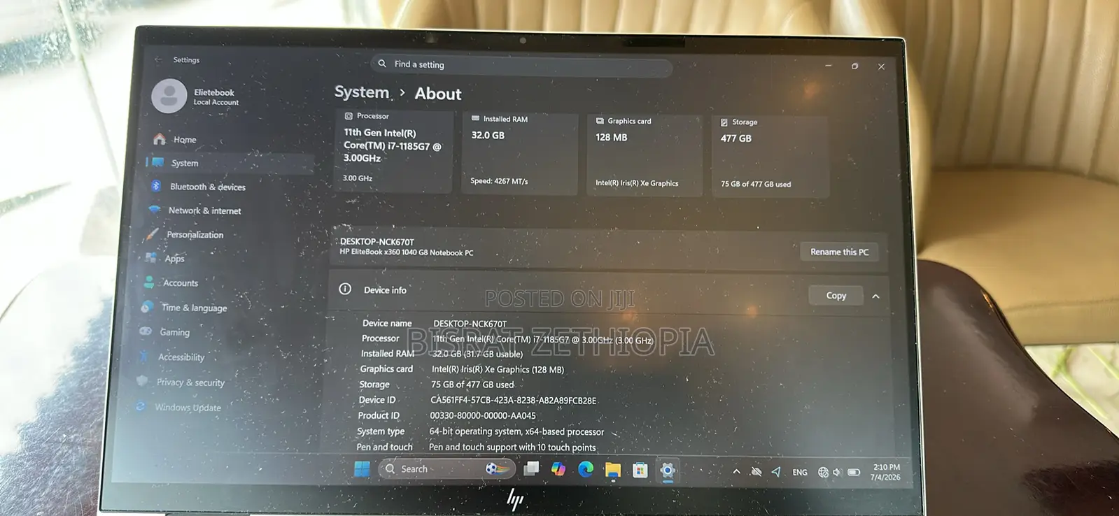 New Laptop HP EliteBook 1040 G8 32GB Intel Core i7 SSD 512GB
