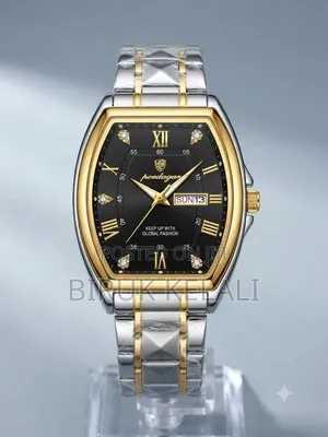 Poedagar 958 Men's Wristwatch Featuring a Black Dial With Gold Accent